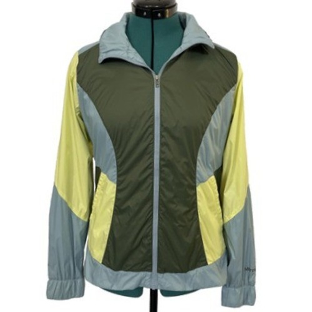 Marmot Womens‎ Small Laurel Hooded Windbreaker Colorblock Blue Green Outdoor